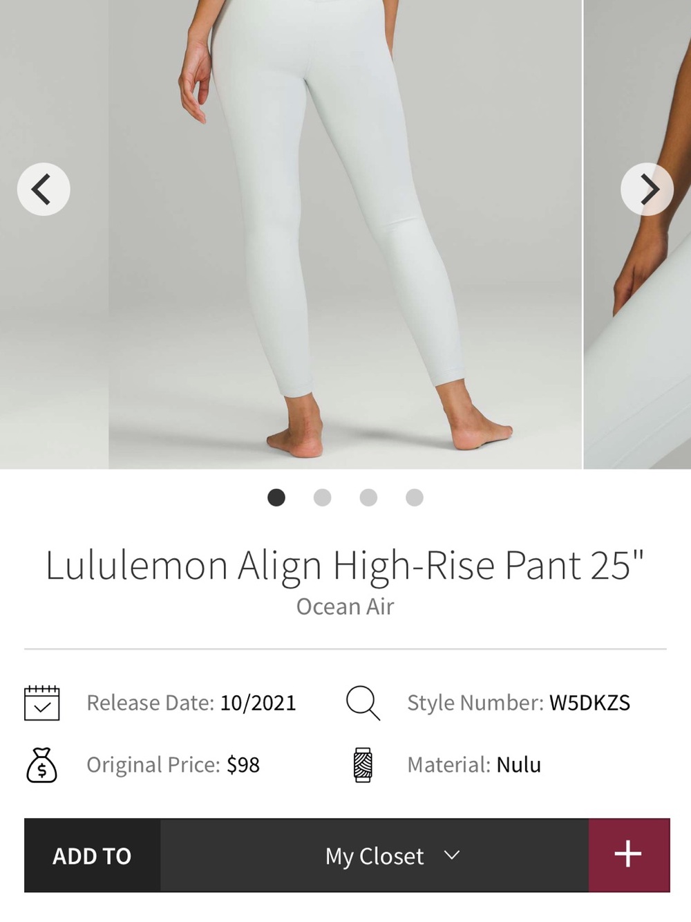 lululemon athletica Align High-Rise Pant 25” Leggings 4 OCNA Ocean Air